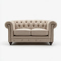 Sofa dwuosobowa Chesterfield beżowa z tapicerką poliestrową 170 x 90 x 75 cm