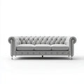Trzyosobowa sofa Chesterfield z weluru, szara, 220 x 90 x 78 cm