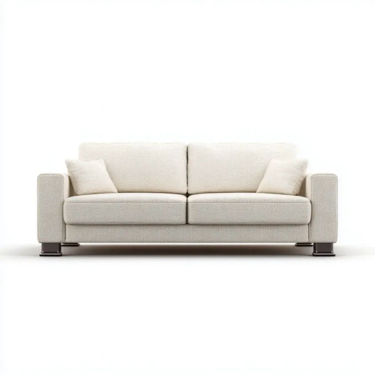 Trzyosobowa sofa kremowa z tapicerką poliestrową, 220 x 90 x 85 cm