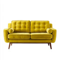 Sofa dwuosobowa z aksamitu poliestrowego, musztardowa, 145 × 82 × 86 cm