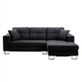 Prawostronna sofa narożna w kształcie L czarna z tapicerką poliestrową 260 x 160 x 85 cm