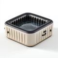 Kwadratowe dmuchane spa ogrodowe z PVC, beżowo-czarne, 180 x 180 x 65 cm, 800 l, dla 4 osób