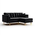 Czarna sofa narożna tapicerowana PU z prawostronnym szezlongiem 245 x 160 x 85 cm
