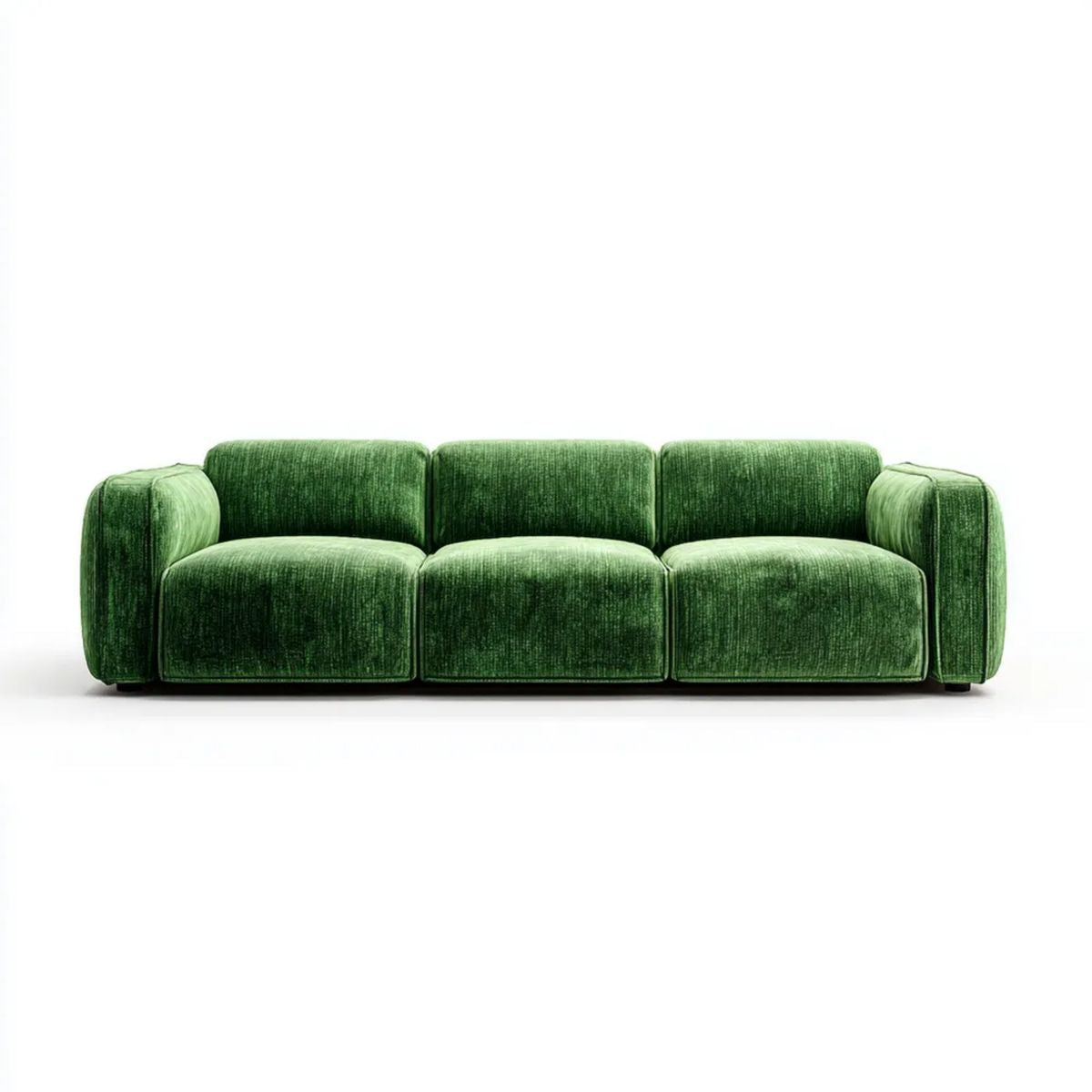 Trzyosobowa sofa zielona z tapicerką z poliestru, 240 × 95 × 75 cm