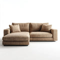 Lewostronna sofa narożna w kształcie L z szezlongiem, brązowo-beżowa, z poliestru, 270 × 170 × 85 cm