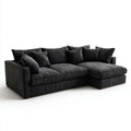 Grafitowa sofa narożna w kształcie L z prawostronnym szezlongiem, poliester sztruksowy, 280 × 170 × 85 cm