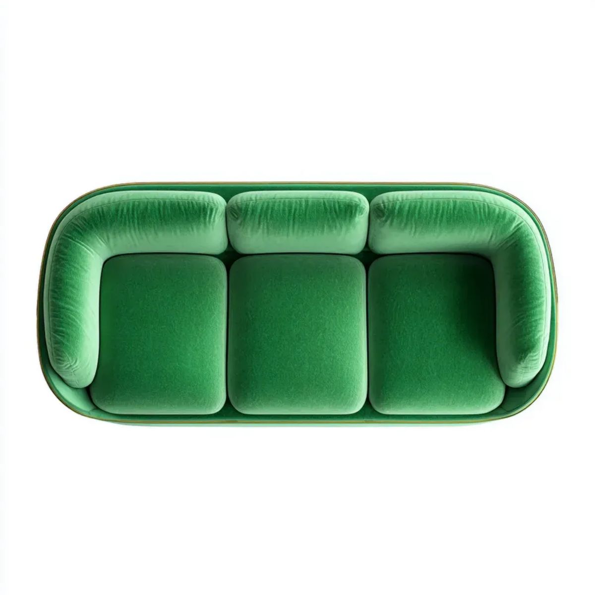 Trzyosobowa sofa zielona z aksamitu poliestrowego 230 x 95 x 75 cm, zaokrąglona